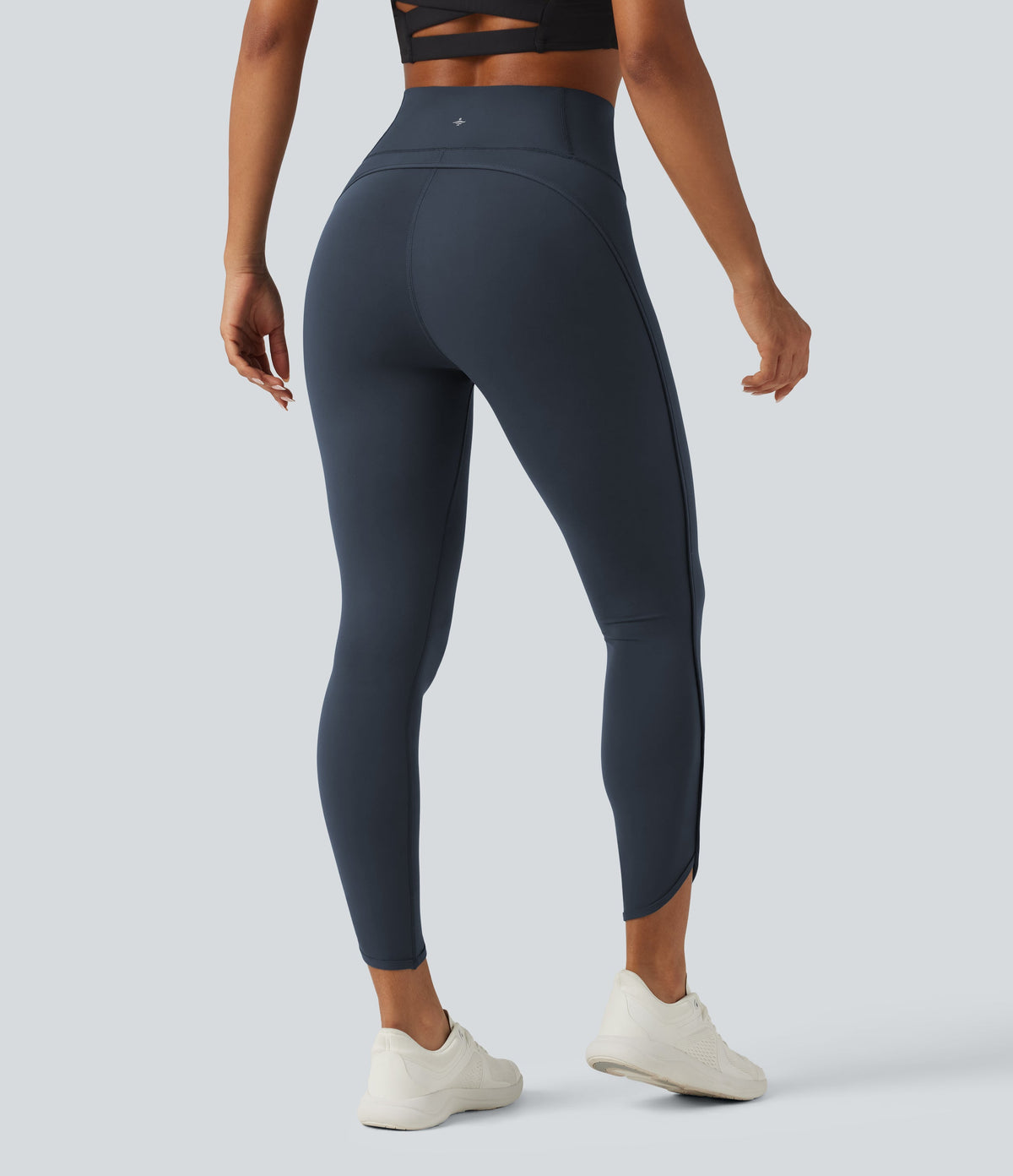Legginsy treningowe 7/8 z wysokim stanem i kieszeniami – Grafitowe