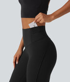 Legginsy treningowe 7/8 z wysokim stanem i kieszeniami – Czarne