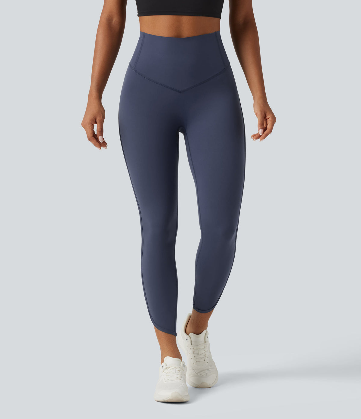 Legginsy treningowe 7/8 z wysokim stanem i kieszeniami – Granatowe