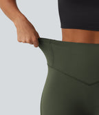 Legginsy treningowe 7/8 z wysokim stanem i kieszeniami – Leśna zieleń