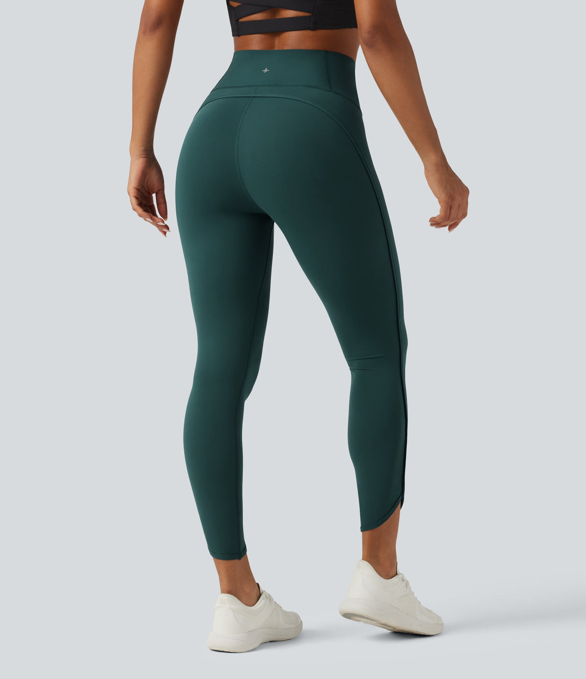 Legginsy treningowe 7/8 z wysokim stanem i kieszeniami – Zielone