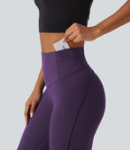 Legginsy treningowe 7/8 z wysokim stanem i kieszeniami – Jeżynowe