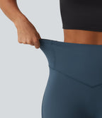 Legginsy treningowe 7/8 z wysokim stanem i kieszeniami – Niebieskie