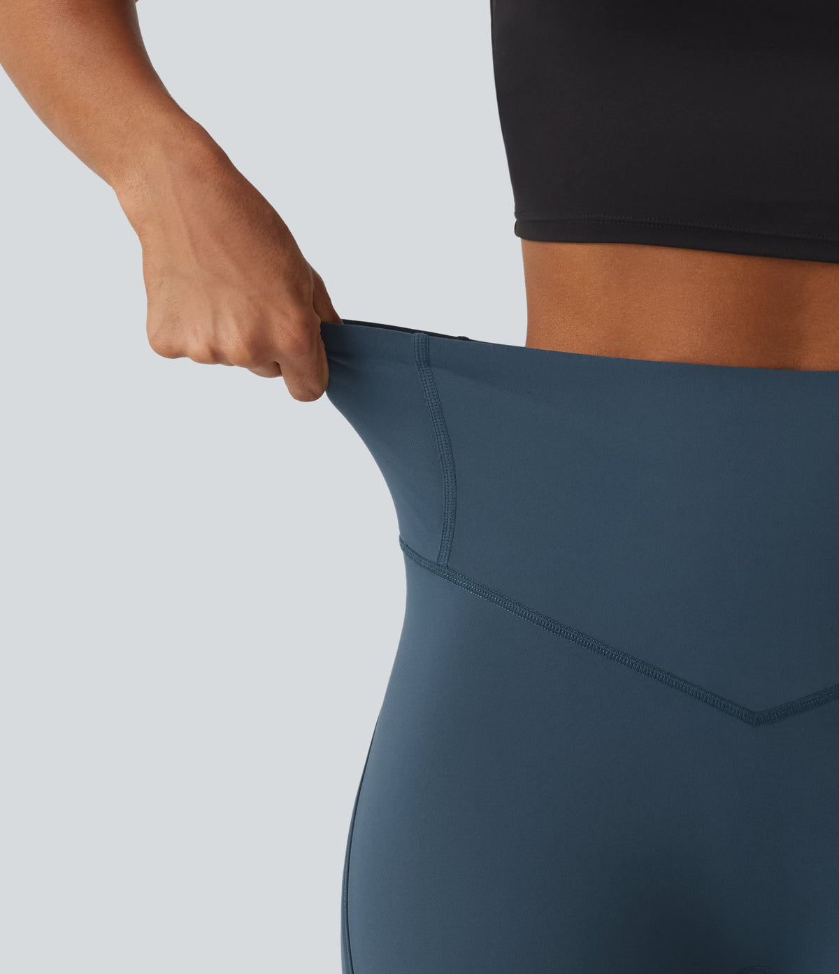 Legginsy treningowe 7/8 z wysokim stanem i kieszeniami – Niebieskie