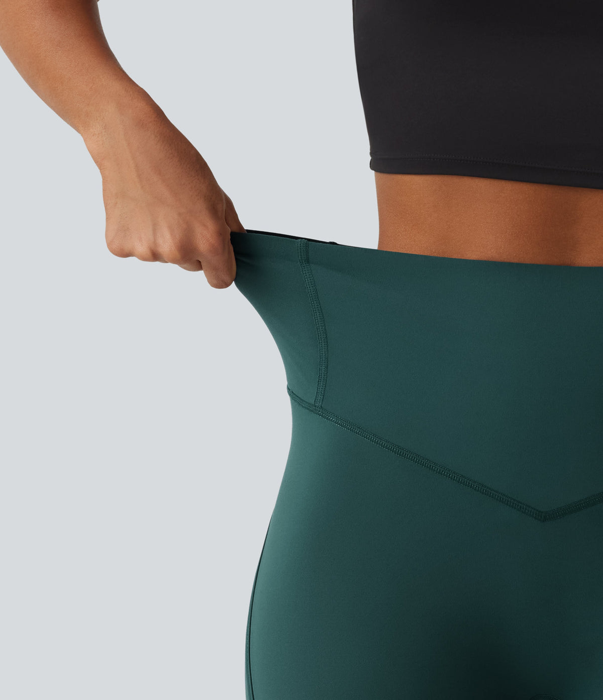 Legginsy treningowe 7/8 z wysokim stanem i kieszeniami – Zielone