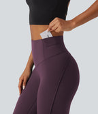 Legginsy treningowe 7/8 z wysokim stanem i kieszeniami – Fioletowe